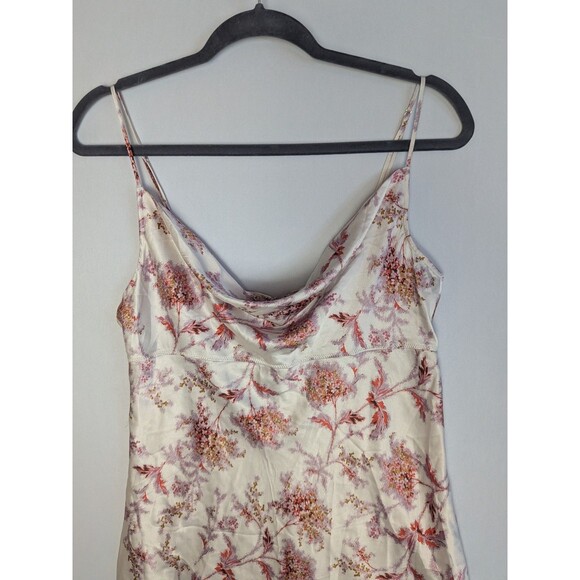 Victorias Secret M Pink Cream Floral Satin Mini Night Gown Nightie Slip Dress Pj - Picture 4 of 13